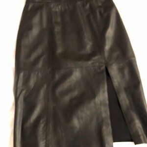 Super Stylish *Butter Soft Lambskin* A-line Black Leather Skirt *Size 4